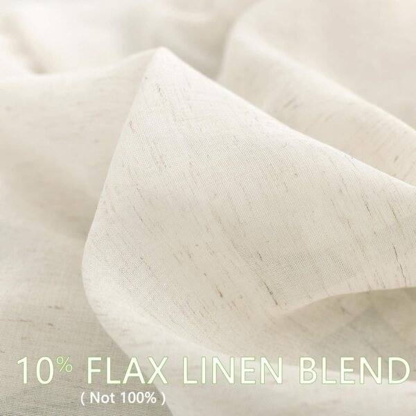 Linen Sheer Curtains 108inches Long for Living Room Flax Blend Retro Window Draperies for Bedroom Sheers Rod Pocket 52" w x 2Panel Natural