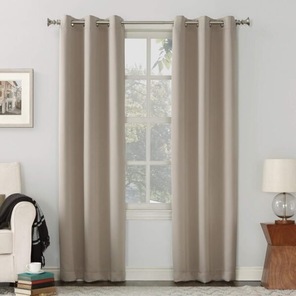 Energy Saving Blackout Grommet Curtain Panel, 40" x 84", Dove White 2 Count (Pack of 1)