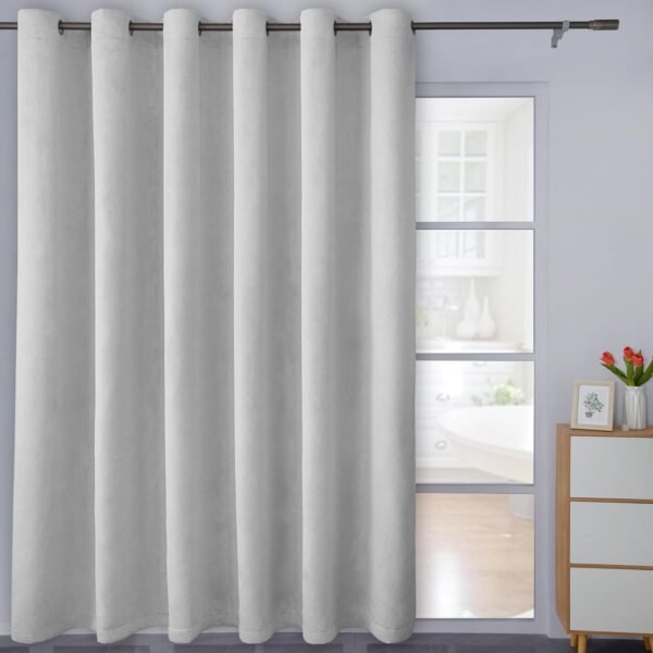 81imWBjKOyL._AC_SL1500.jpg Linen Textured 100% Blackout Curtain 100x96 Inch Extra Wide Patio Sliding Door Curtain Solid Thermal Insulated Room Curtain for Bedroom, Living Room (1 Panel, White)