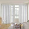 Pure White Pinch Pleat Curtain 52" W x 63" L Solid Thermal Insulated 50% Blackout Patio Door Curtain Panel Drape for Traverse Rod and Track with Tieback, (One Panel)