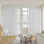 Pure White Pinch Pleat Curtain 52" W x 63" L Solid Thermal Insulated 50% Blackout Patio Door Curtain Panel Drape for Traverse Rod and Track with Tieback, (One Panel)