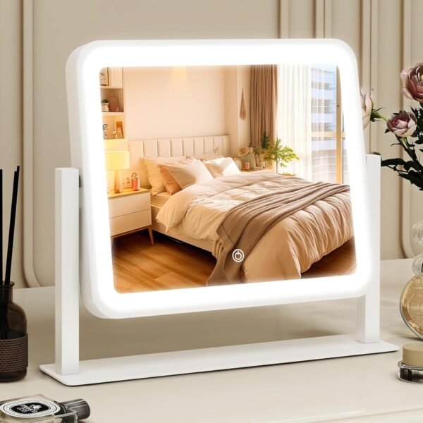 8"x10" Lighted Vanity Mirror, Makeup Mirror with Light, Dimmable Touch Screen, Portable Travel Mirror with U-Shaped Bracket, Cosmetic Mirror with Lights for Makeup Desk ＆ Dressing Room