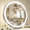 13 Inch Vanity Mirror with Lights, LED Makeup Mirror for Bedroom Makeup, Light up Mirror Smart Touch Control 3 Colors Dimmable, 360 Rotation (White)