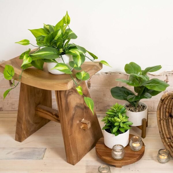 Artificial Plant for Desk Decor | 15.5" Fake Plant with Stand | Faux Plant Indoor | Desktop Plant | Fiddle Leaf Faux Plant for Tabletop | Small Artificial Plant Indoor