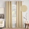 White Faux Linen Textured Curtains 72 Inch Length 2 Panels Set for Living Room Bedroom Privacy Casual Weave Farmhouse Burlap Semi Sheer Grommet Top Light Filtering Window Drapes, W37 x L72