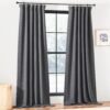 Faux Linen Curtains 90 inches Long for Doorway, Pinch Pleated Thick Room Darkening Window Treatments Noise Reducing Privacy for Living Room/Bedroom, Natural, W34 x L90, 2 Panels