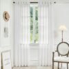 White Linen Sheer Curtains 96 Inch Length for Extra Wide Windows 84 Inch Width 2 Panel Back Tab Pocket Light Filter Semi Sheer Long Skinny Curtains for Living Room Rustic Farmhouse 8 FT Wide 84 x 96