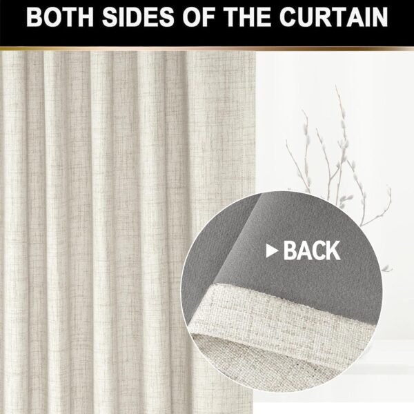 100% Blackout Shield Linen Blackout Curtains 84 Inches Long 2 Panels Set, Blackout Curtains for Bedroom, Thermal Insulated Rod Pocket Window Curtains & Drapes Living Room, 50W X 84L, Beige