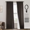 108 Inch Long Blackout Curtains & Drapes for Track System Pleated with Hooks Rings 2 Panels Set,Linen Black Out Back Tab 9FT Ceiling to Floor Length Curtains for Living Room,Cream Ivory