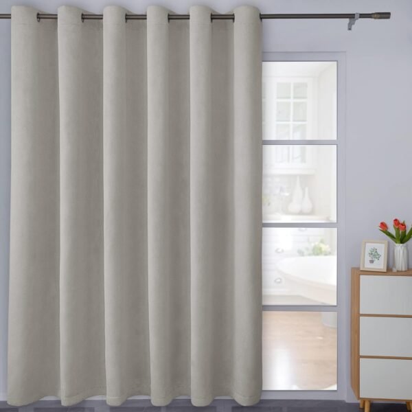 81qysDeVtkL._AC_SL1500.jpg Linen Textured 100% Blackout Curtain 100x96 Inch Extra Wide Patio Sliding Door Curtain Solid Thermal Insulated Room Curtain for Bedroom, Living Room (1 Panel, White)