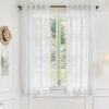 White Linen Sheer Curtains 96 Inch Length for Extra Wide Windows 84 Inch Width 2 Panel Back Tab Pocket Light Filter Semi Sheer Long Skinny Curtains for Living Room Rustic Farmhouse 8 FT Wide 84 x 96