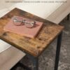 C-Shaped End Table, Small Side Table for Couch, Sofa Table with Metal Frame for Living Room, Bedroom, Bedside, Rustic Brown and Black