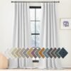 Faux Linen Curtains 90 inches Long for Doorway, Pinch Pleated Thick Room Darkening Window Treatments Noise Reducing Privacy for Living Room/Bedroom, Natural, W34 x L90, 2 Panels