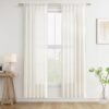 Natural Linen Curtains 78 Inch Length for Living Room Bedroom 2 Panels Set Rod Pocket Light Filtering Semi Sheer Window Curtains 52 Inch Width Boho Farmhouse Linen Drapes Cream Ivory, W52xL78