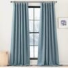 Faux Linen Curtains 90 inches Long for Doorway, Pinch Pleated Thick Room Darkening Window Treatments Noise Reducing Privacy for Living Room/Bedroom, Natural, W34 x L90, 2 Panels