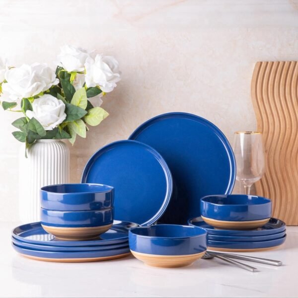 81zEvSUTgKL._AC_SL1500.jpg Stoneware Dinnerware Sets for 4, 12 Pieces Handpainted Plates and Bowls Set with Wavy Rim, Chip and Scratch Resistant Dishes set, Dishwasher & Microwave Safe, Royal Blue