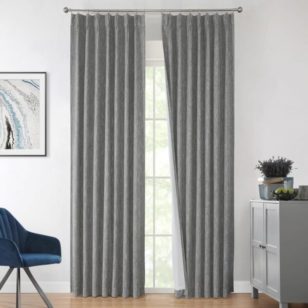 Natural Full Blackout Curtains Linen Blended Darkening Window Curtains 84 inch for Living Room Bedroom Thermal Insulated Pinch Pleat Drapes with Hooks 2 Panel 40"Wx84"L