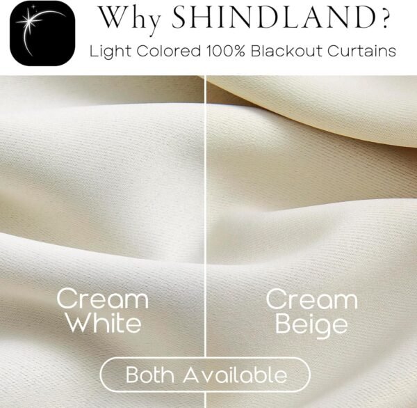 Blackout Curtains 96 Inches Long 2 Panel Set for Living Room,Black Out Room Darkening Thermal Pleated Back Tab Hooks Rings Pleat 8 FT Track Ceiling to Floor Length Curtains for Bedroom Window,Cream