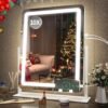 Vanity Mirror with Lights - 15"x12.6" LED Lighted Makeup Mirror, Large Makeup Mirror with Lights, Touch Screen with 3-Color Lighting, Dimmable, for Vanity Desk Tabletop, Bedroom