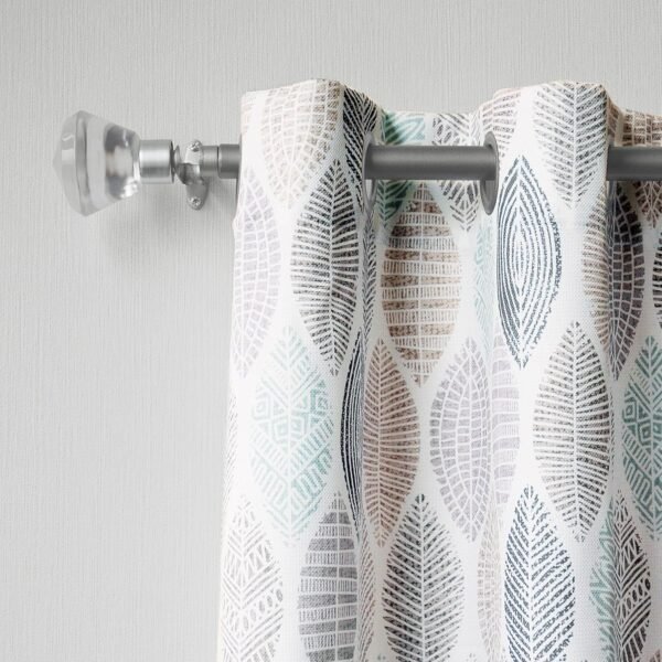 Leaf Print Semi-Sheer Grommet Curtain Panel, 40" x 84, White