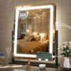 Vanity Mirror with Lights - 15"x12.6" LED Lighted Makeup Mirror, Large Makeup Mirror with Lights, Touch Screen with 3-Color Lighting, Dimmable, for Vanity Desk Tabletop, Bedroom