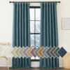 Faux Linen Curtains 90 inches Long for Doorway, Pinch Pleated Thick Room Darkening Window Treatments Noise Reducing Privacy for Living Room/Bedroom, Natural, W34 x L90, 2 Panels