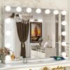 Vanity Mirror with Lights - 15"x12.6" LED Lighted Makeup Mirror, Large Makeup Mirror with Lights, Touch Screen with 3-Color Lighting, Dimmable, for Vanity Desk Tabletop, Bedroom