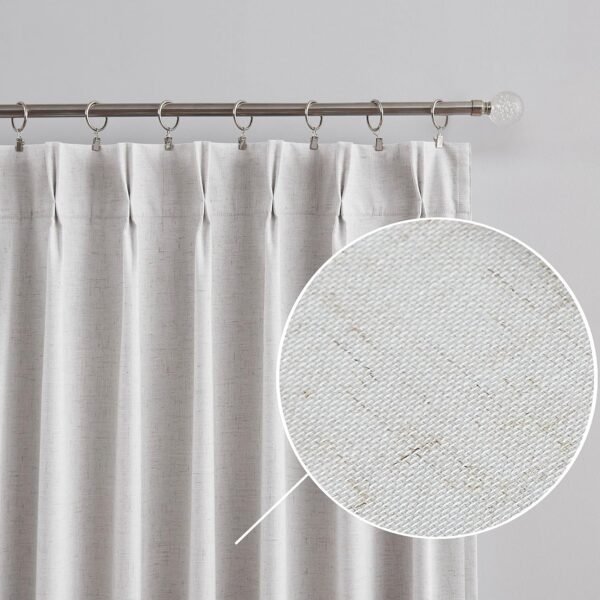 Linen Blended Pinch Pleated Drapes,Blackout and Thermal Insulated Noise Reducing Pleated Curtains for Bedroom Nursery,Backtab 108 Inches with 9 Hooks,40"x108", 1 Panel,Natural Beige