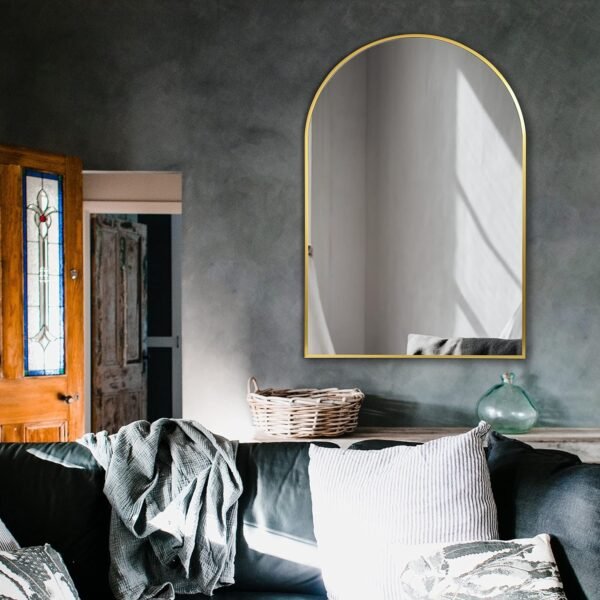 Arched Wall Mirror for Bathroom,Mirrors for Wall,24''x36'',Vanity Mirror for Bedroom Dresser, Entryway, Living Room, Metal Frame (36''x24'',Gold)