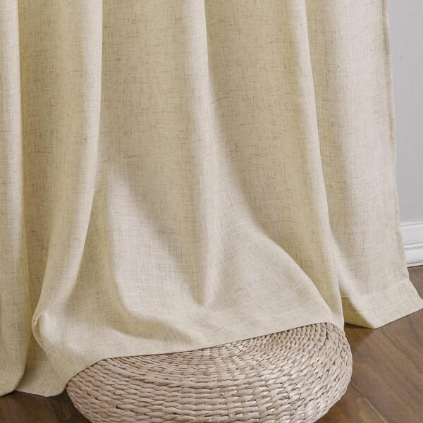 Linen Curtains 108 Inch Length for Living Room Bedroom 2 Panels Set Rod Pocket Light Filtering Semi Sheer Window Curtains 40 Inch Width Boho Farmhouse Linen Drapes Flax Beige Linen, W40xL108