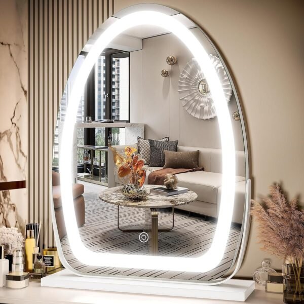 91vANQnaDdL._AC_SL1500.jpg Vanity Mirror with Lights, 17x13 inch LED Lighted Makeup Mirror, Large Makeup Mirror with Lights, Touch Sensor with 3-Color Lighting, Dimmable for Vanity Desk Tabletop, Bedroom