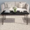 Lavish Home Coffee Table with Hairpin Legs - Modern Industrial Style Home Decor - Woodgrain-Look and Steel Accent Living Room Furniture (Black)