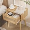 Bedroom Nightstands Wooden Night Stands with Rattan Weaving Drawer Home Bedside End Table for  Storage