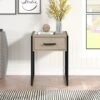 Industrial Bedroom Nightstand, 1 Drawer, Beige Oak