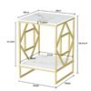 Luxury Marble Tea Coffee Cafe Table Living Room Office Laptop Sofa End Side Gold Frame Desk