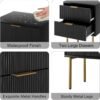 Nightstand,Small Bedside Table with Gold Frame,Black Night Stand,Bedside Furniture,End Table with Two Drawers,Drawer Dresser