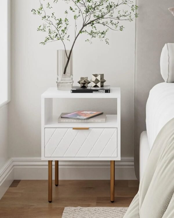 Nightstand,Small Bedside Table with Two Drawers,Bedside Furniture,Mid-Century Modern End Table with for Bedroom,Living Room