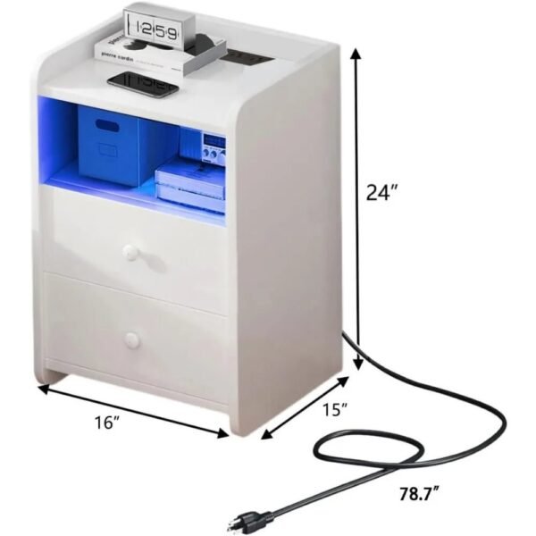 Nightstand with Drawers,White nightstand,End Table,Bedside Table,Bedside Cupboard,Bedside Cabinets,Small Spaces Side End