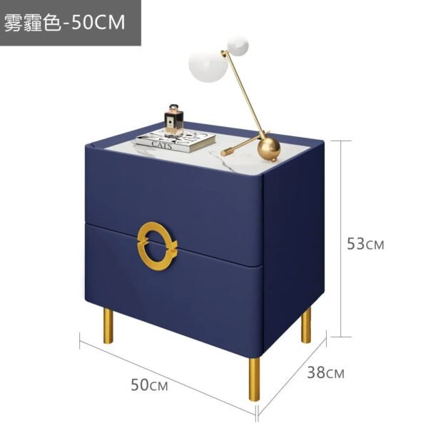 Nordic Bedroom Bedside Table Modern Narrow Rock Surface Nightstand 2 Drawers Wooden Bedroom Tables Night Stand