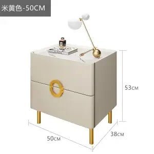 Nordic Bedroom Bedside Table Modern Narrow Rock Surface Nightstand 2 Drawers Wooden Bedroom Tables Night Stand