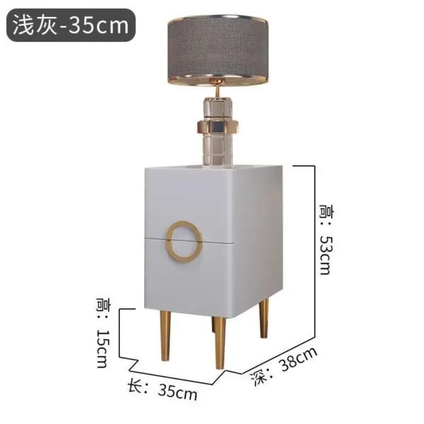 Nordic Bedroom Bedside Table Modern Narrow Rock Surface Nightstand 2 Drawers Wooden Bedroom Tables Night Stand