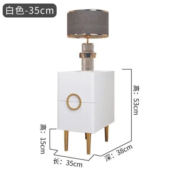 Nordic Bedroom Bedside Table Modern Narrow Rock Surface Nightstand 2 Drawers Wooden Bedroom Tables Night Stand