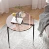 Round Coffee Side End Table Leisure Tempered Glass Side Table with Sleek Metal Legs