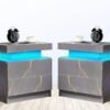 Side Bed Table With LED Light Bedside Tables for the Bedroom Furniture Generic Nightstand Set of 2 LED Nightstand With 2 Drawers