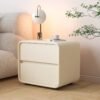 Simple Modern Solid Wood Leather Bedside Table Creative Light Luxury Bedroom Bedside Table Italian Simple Storage Cabinet 2024