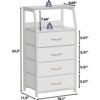 Tall 4 Drawers Dresser, Vertical Storage Tower for Bedroom,  Closet Organizer, Bedside Table , Wood Top, nightstand