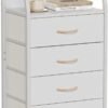 Tall 4 Drawers Dresser, Vertical Storage Tower for Bedroom,  Closet Organizer, Bedside Table , Wood Top, nightstand