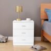 US  Wooden bedside table with 3 drawers, bedside table accent bedroom dressing table cabinet-