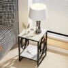 White-Marble-Top-Side-Table-Sofa-End-Table-Bedside-Nightstand-Black-Coated-Frame_db2c1edc-1b97-4282-b1b3-dd4b1c7cf105.jpg White Marble Top Side Table Sofa End Table Bedside Nightstand Black Coated Frame