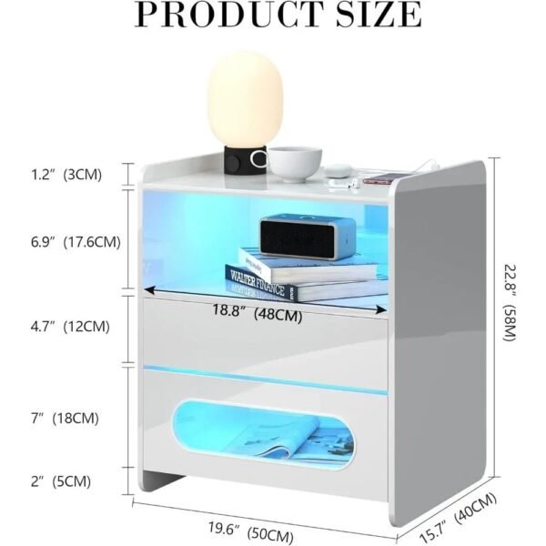 White-Nightstand-with-Wireless-Charging-Station-and-LED-Lights-Modern-Bedside-Table-with-Jewelry-Storage-Drawers_317af1da-af64-4f85-a9eb-64c21e06ba0a.jpg White Nightstand with Wireless Charging Station and LED Lights, Modern Bedside Table with Jewelry Storage Drawers,Side End Table